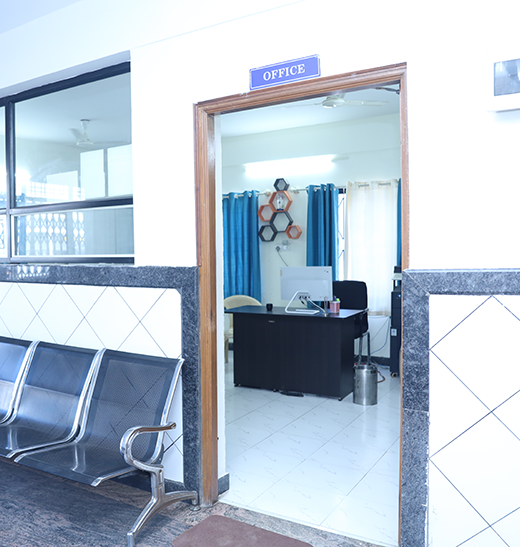 office waiting area and the door to the office